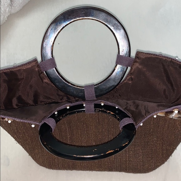 Vintage Straw Seashell Brown Tote - Picture 4 of 4